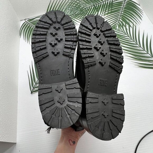 FRYE Women's Samantha Hiker Black Leather Lace Up Combat Bootie Size 5.5M NWB - Picture 11 of 11